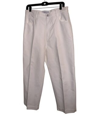 New Christian Wijnants White Cotton Cropped Pants Size 40 EU High Rise 5 Pocket